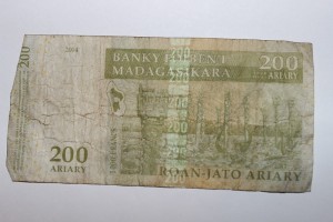 Un vieux billet, typique de la monnaie de Madagascar